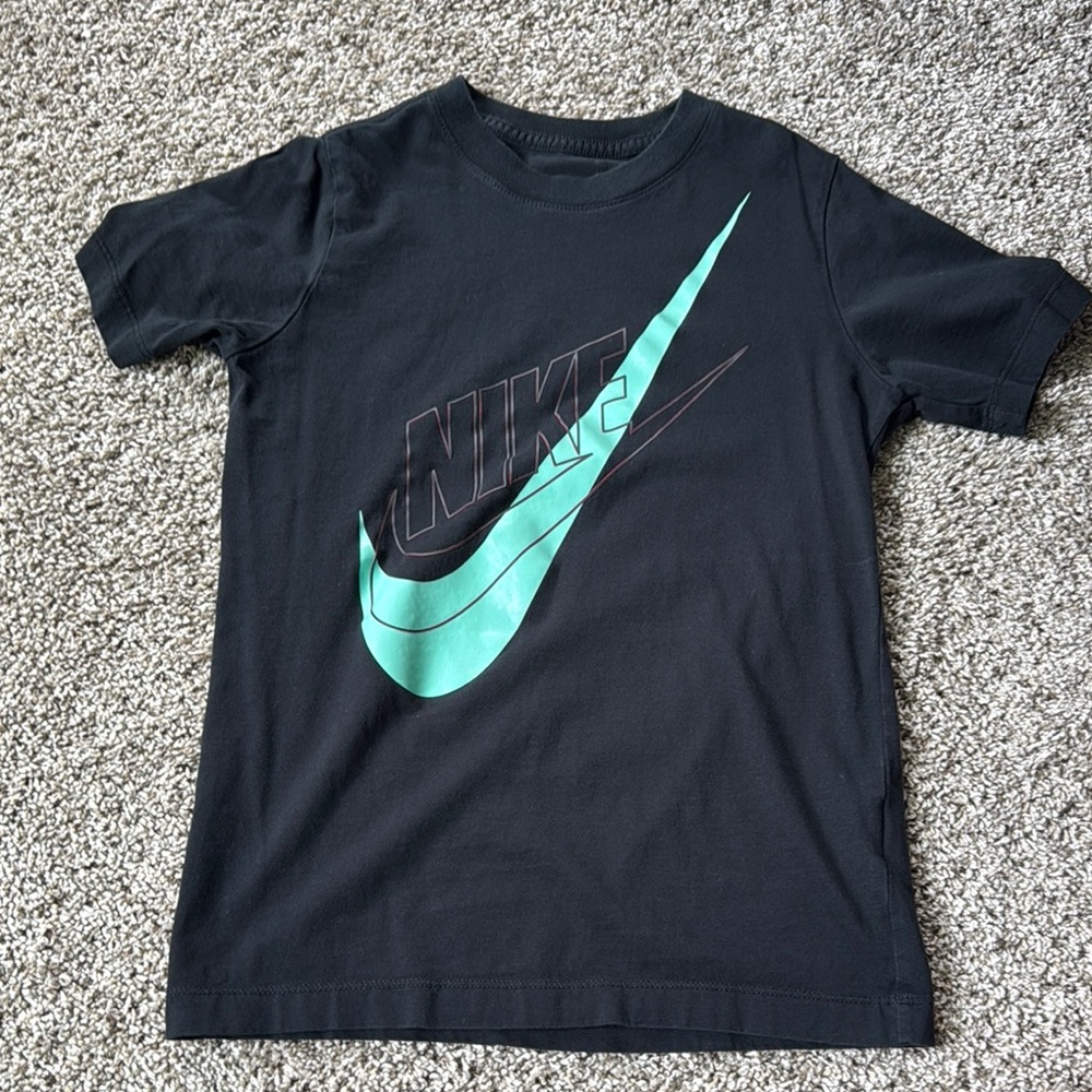 Nike Black Tee with Aqua Swoosh